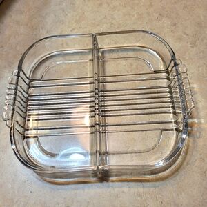 Mid-century Glass Divided Relish Dish